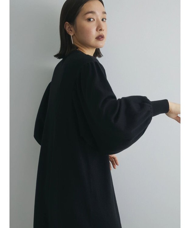 Green Parks armonia. 袖ボリュームニットワンピース Black