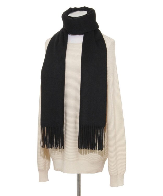 MOONBAT プラスムーンバット (+moonbat) カシミヤ100％無地ストール 洗える 190㎝×50㎝ ブラック