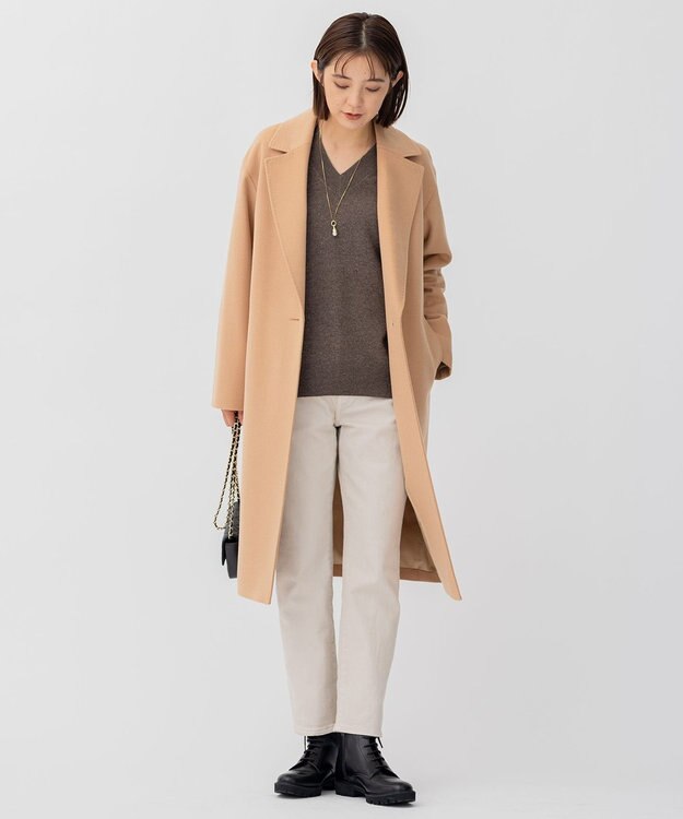 23区 L CARIAGGIウールカシミヤ Vネック ニット ダークブラウン系