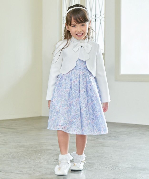 ANY KIDS リボン付きスタンドカラーブラウス ホワイト