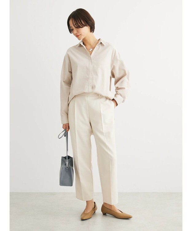 Green Parks 柔らかい細コールシャツ Ecru