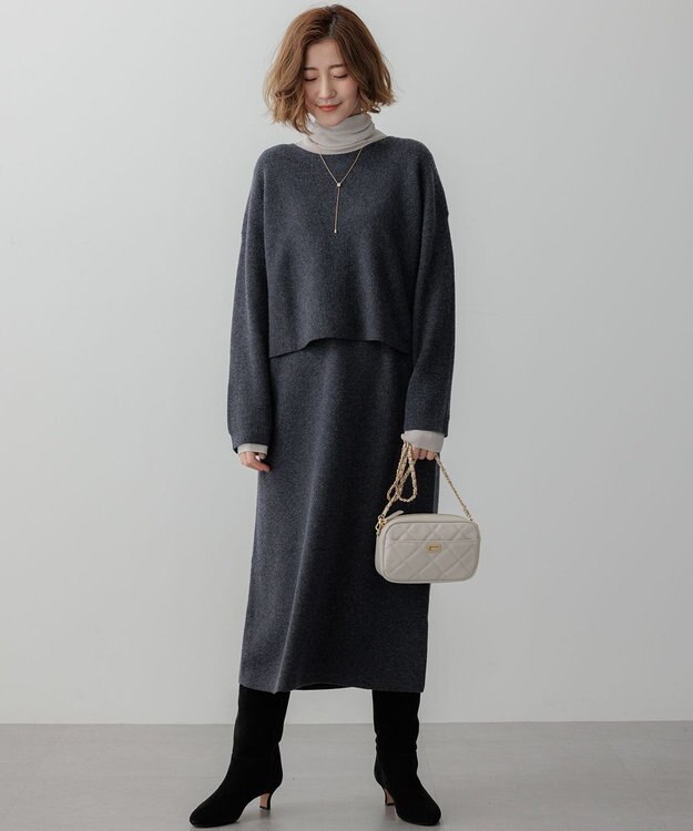 23区 【洗える】シアーラメタートル ニット シルバー系