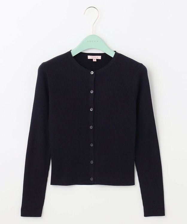 TOCCA 【洗える】SILK RIB CARDIGAN カーディガン ネイビー系