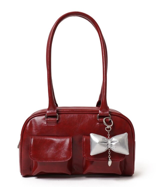 WEGO チャーム付きボストンバッグ ワイン