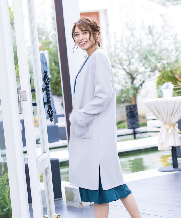 Tiaclasse L 【洗える】大人の洗練ドレープワンピース ターコイズ