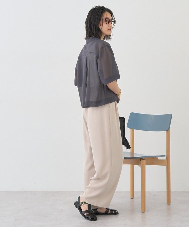 AMERICAN HOLIC シアーショート丈開襟シャツ Charcoal Gray