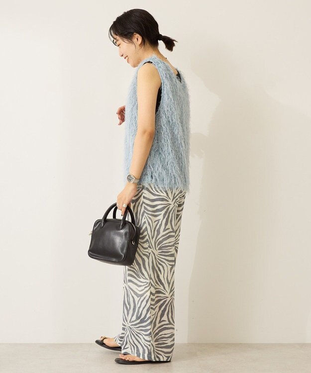 AMERICAN HOLIC 【前後2way】サイドスリットシャギーベスト Grayish Blue