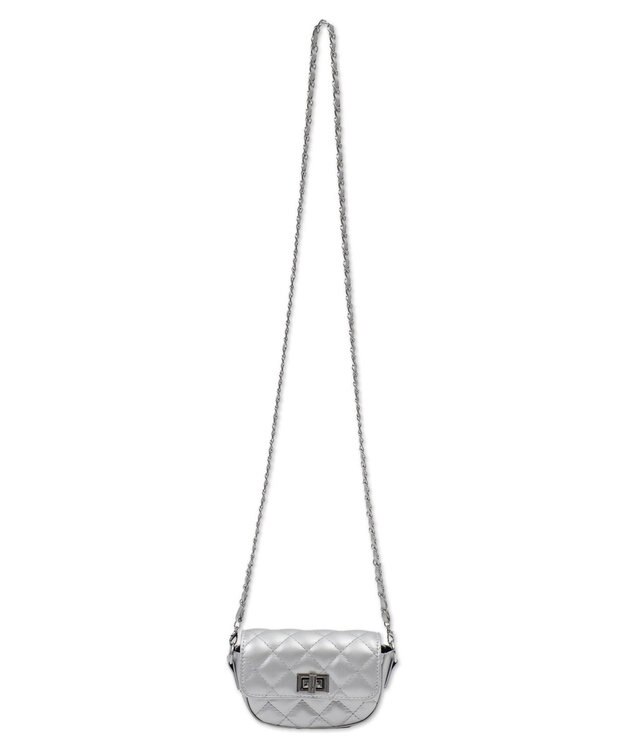 WEGO キルティングフラップミニショルダー シルバー
