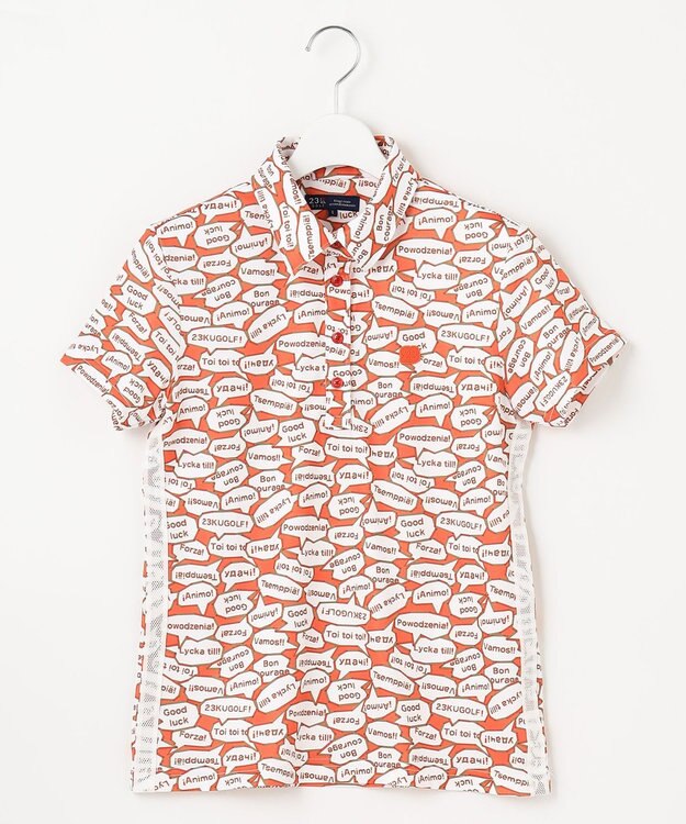 23区GOLF 【WOMEN】【吸水速乾/UVカット】YELL総柄プリントポロシャツ オレンジ系5