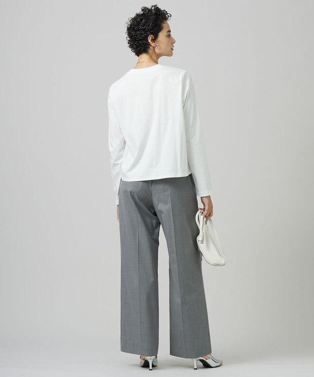 ICB 【洗える】Ｔ/Wブロード ワイドストレートパンツ ライトグレー系