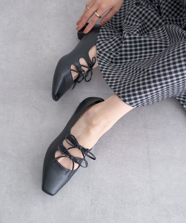 earth music&ecology Ｗリボンパンプス Black
