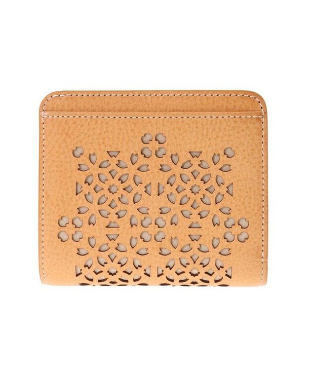 genten フラッターカットワーク 二つ折り財布 ヌメベージュ