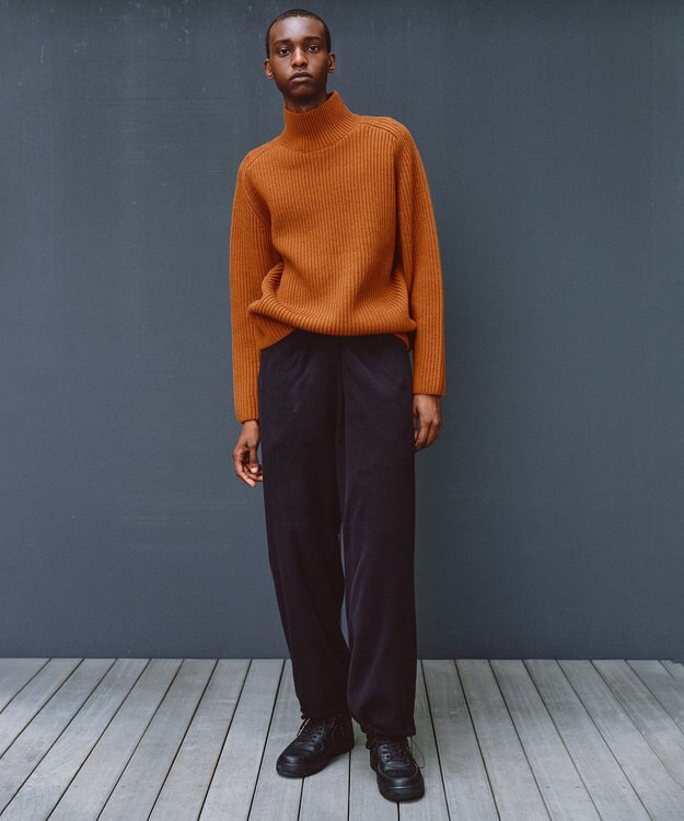 UNFILO MENS バルキー タートルネック ニット ブラウン