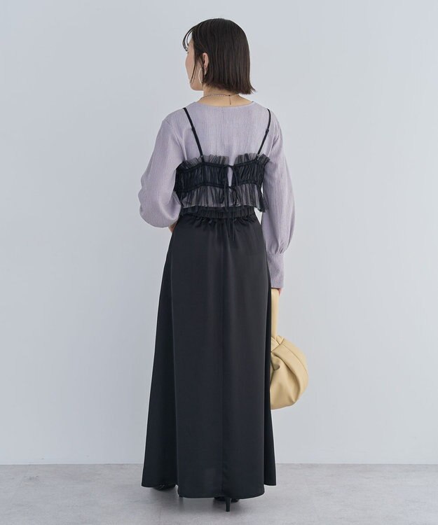 Green Parks ＳＥＴ２点チュールビスチェ＋表面感プルオーバー Black