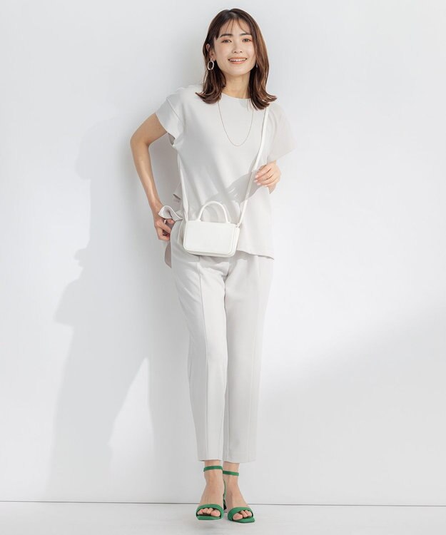 組曲 【吸湿・冷感・UVケア】スタイルアップジャージー パンツ ライトグレー系