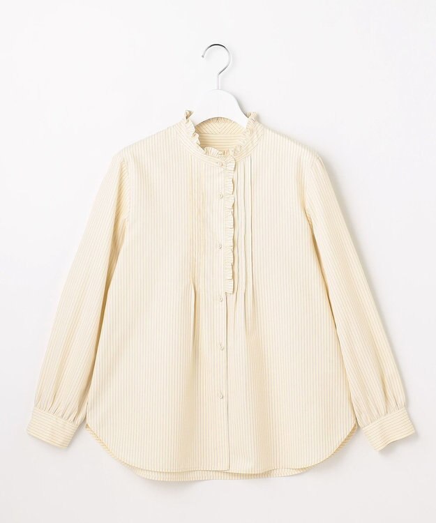 ANY SIS フリルスタンド シャツ イエローストライプ