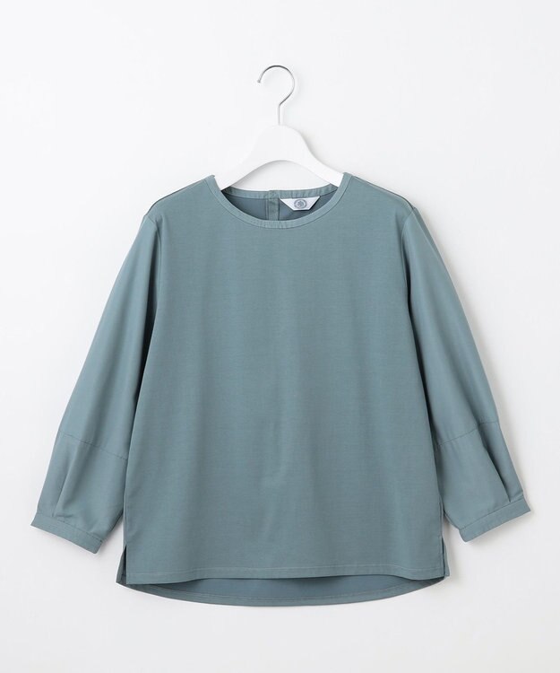 J.PRESS LADIES L プレーティングジャージー タックスリーブ カットソー グレイッシュグリーン系