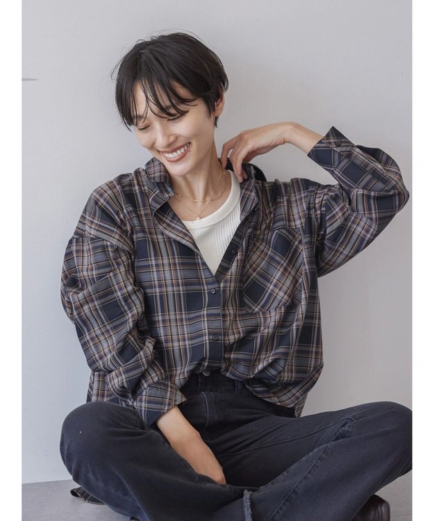 AMERICAN HOLIC イージーケアチェックシャツ Check Black