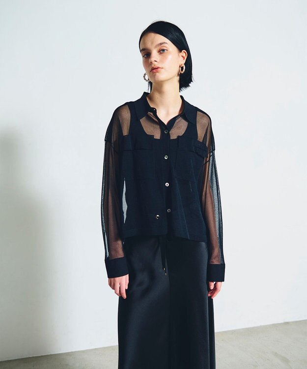 GRACE CONTINENTAL ニットシアーシャツ ブラック