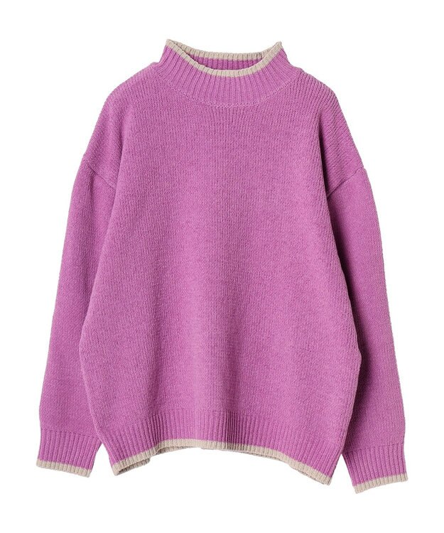 CRAFT STANDARD BOUTIQUE 洗えるモールニット配色プルオーバー Purple
