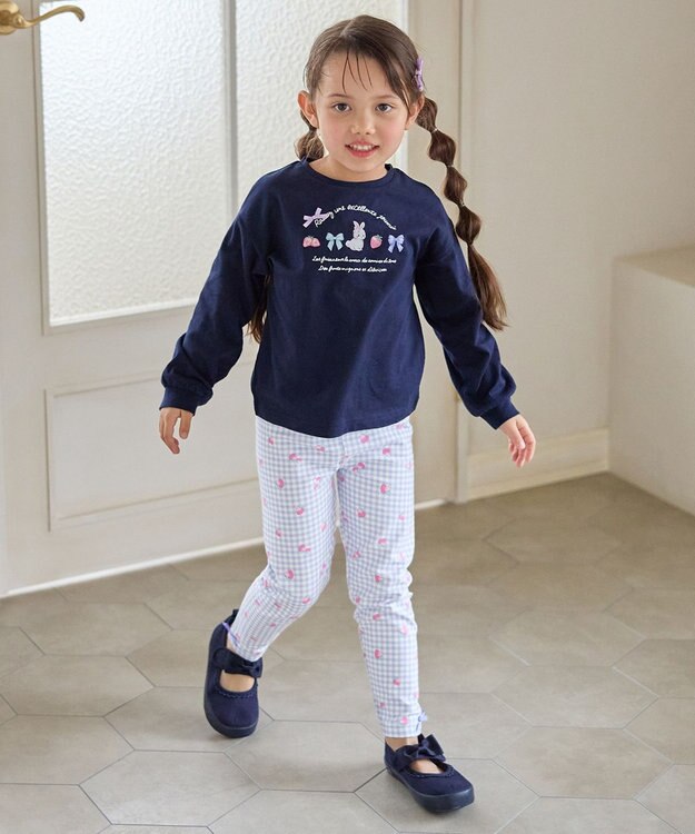 ANY KIDS 【Strawberry Collection】アートプリント 長袖Tシャツ ネイビー