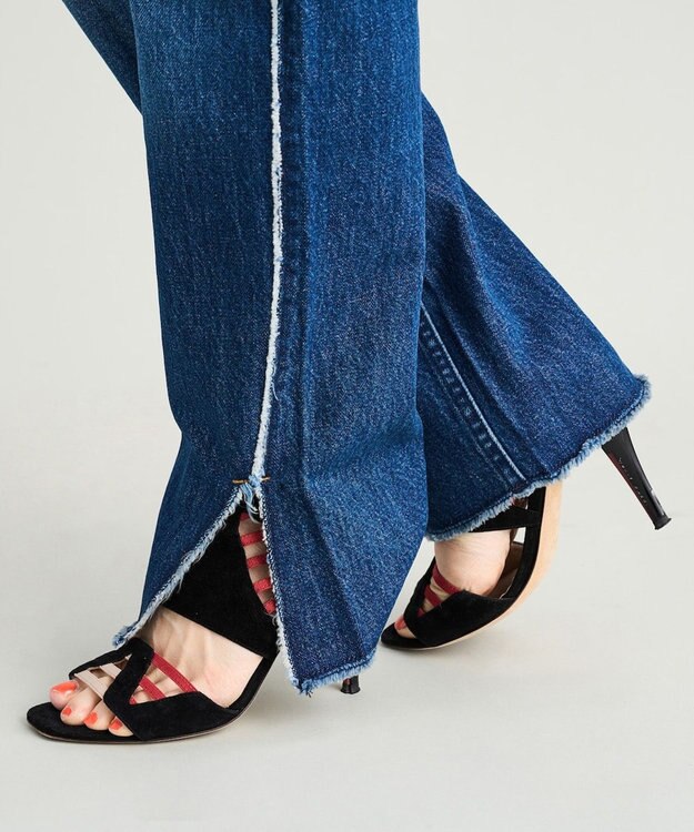 woadblue 【157】SLIT STRAIGHT REMAKE PANTS デニムパンツ DARK BLUE