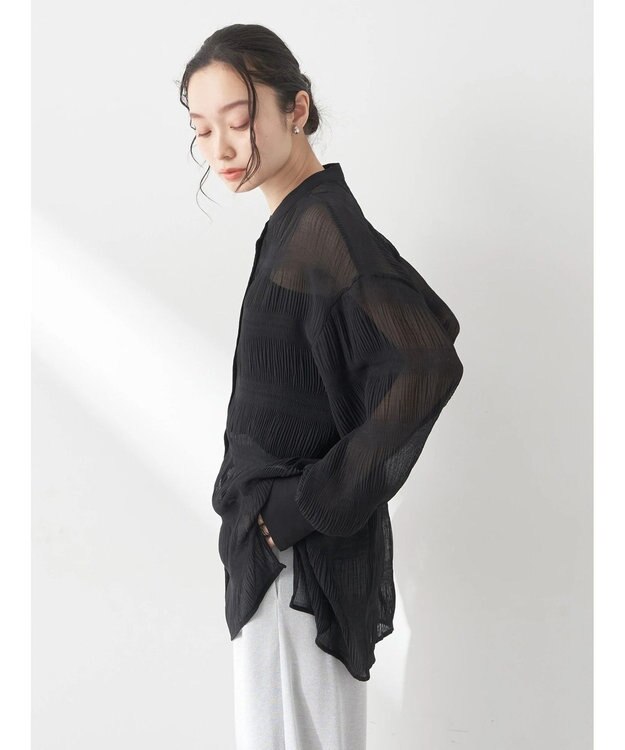 earth music&ecology クシュクシュシアーシャツ Black