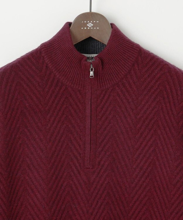 JOSEPH ABBOUD 【キングサイズ】カシミヤブレンド ハイネック ZIP プルオーバーニット ワイン系