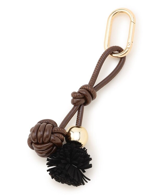 23区 【WEB&一部店舗限定】ボール フリンジ チャーム ブラック×ダークブラウン