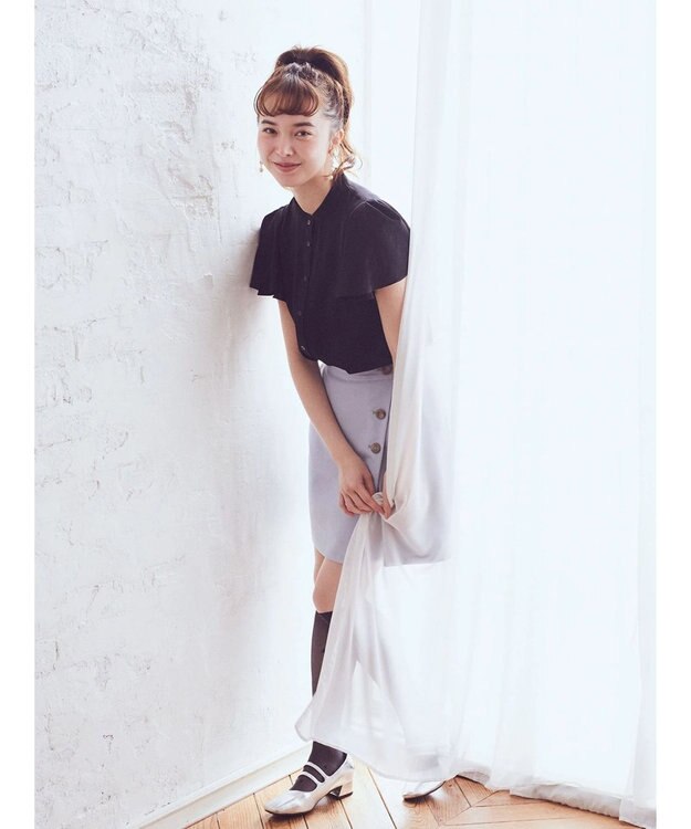 earth music&ecology ラッフルブラウス Black