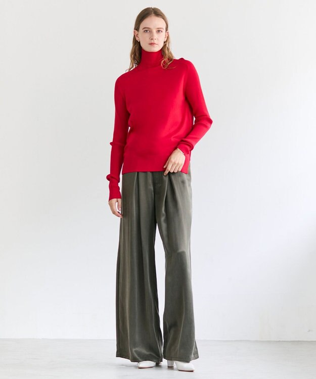 BEIGE， 【洗える】WILLOW / サムホールハイネックニット Red