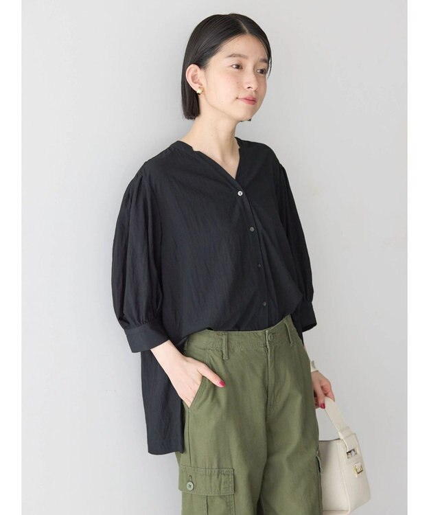 AMERICAN HOLIC 接触冷感　袖ボリュームブラウス Black