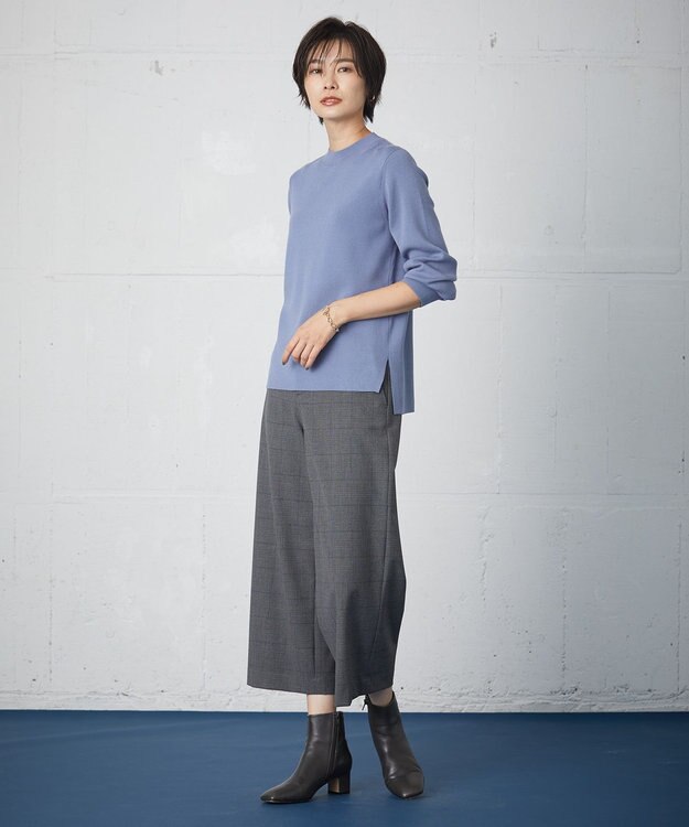 J.PRESS LADIES 【洗える】SECOND PRINCE モックネック ニット サックスブルー系