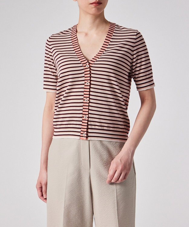 Paul Smith 【洗える】マルチボーダー ニット カーディガン ピンク