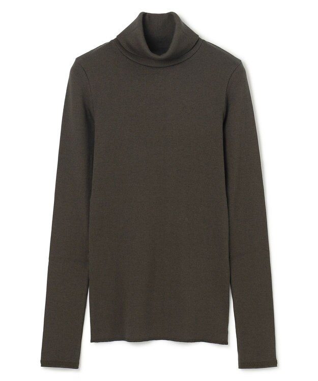 BEIGE， 【BEIGE,ecru/WEB限定・洗える】RIB TOPS /  コットンシルクハイネックトップス Khaki