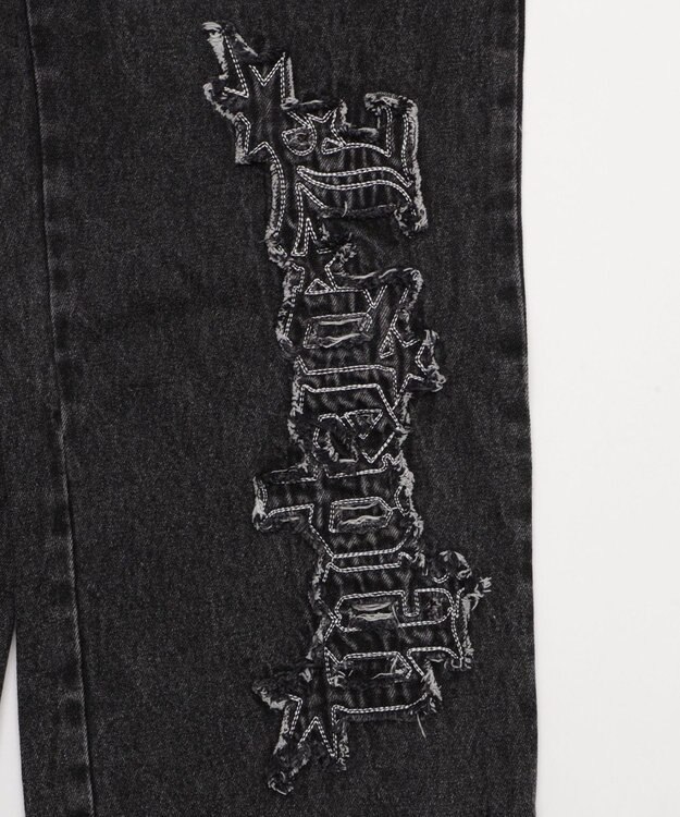 WEGO 【ユニセックス着用YD/ウエスト調整可/MLサイズ展開】グラフィックデニムパンツ デニムブラックソノタ