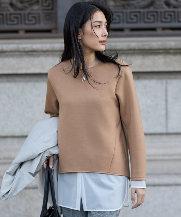 ICB L サテンラッセルコンビ カットソー オフホワイト系