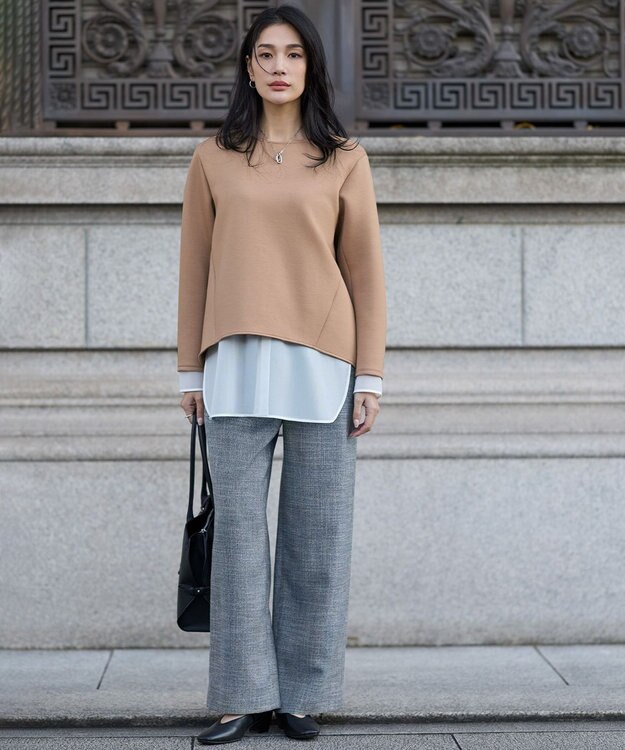 ICB L サテンラッセルコンビ カットソー オフホワイト系