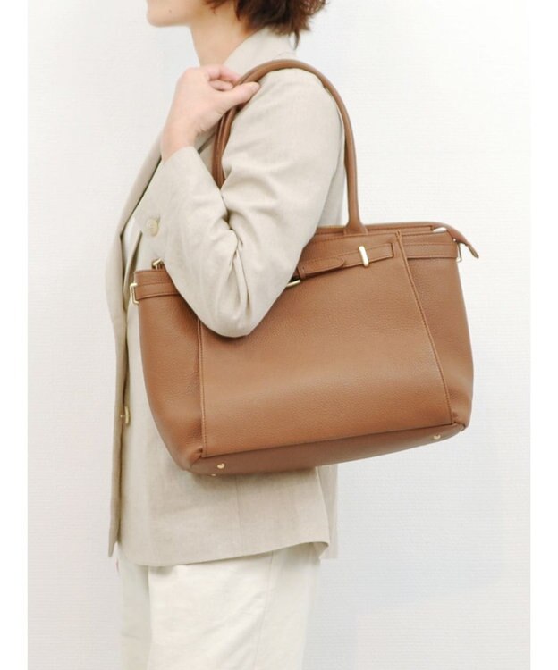 UNBILLION 【テレビ ドラマ着用アイテム】ペルケ perche / WEB限定牛革ソフトA4ベルトトート ブラウン