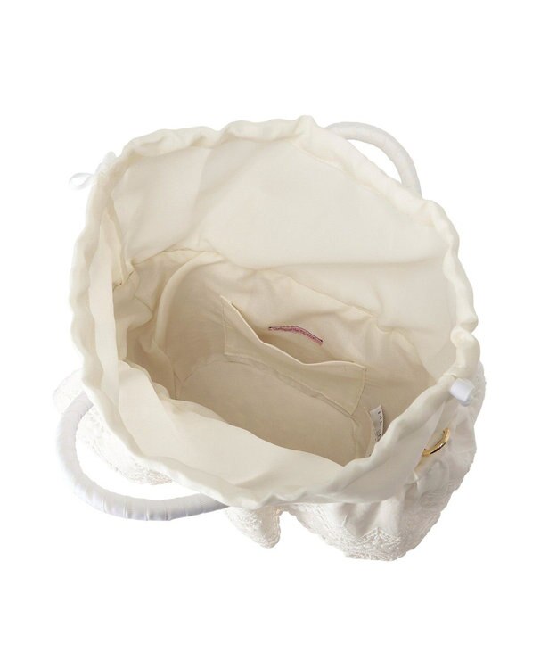 Maison de FLEUR 【2Way】レースフリルメイズ2Wayカゴバッグ White