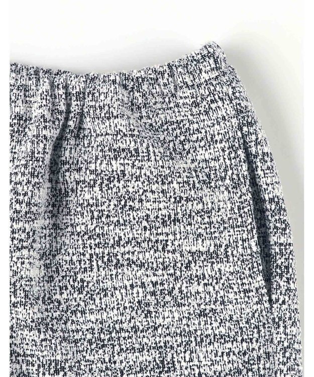 une nana cool 【綿混】カジュアルスラブツィード 長袖開襟パジャマ ブラック系