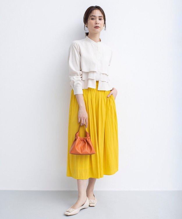 組曲 【WEB限定カラーあり】リヨセルシャーティング ティアードブラウス グレージュ系