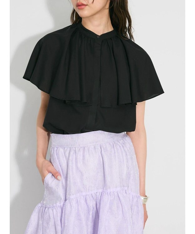 Green Parks ビックカラーナローブラウス Black