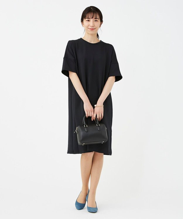 KASHIYAMA 【抗菌繊維】スタイリッシュジャージー オーバーサイズドレス ブラック