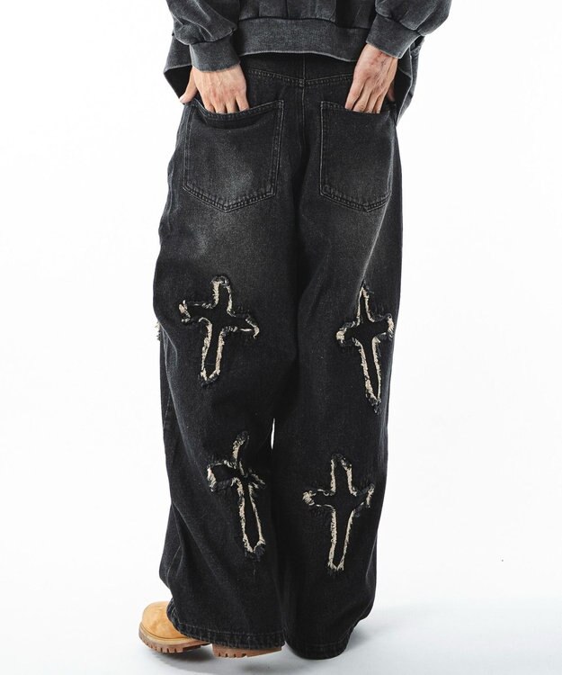 WEGO 【ユニセックス着用ITEM】フリンジデニムパンツ 柄4