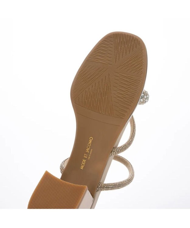 MODE ET JACOMO <MODE ET JACOMO>ラインストーンストラップミュールサンダル アイボリーメタリック