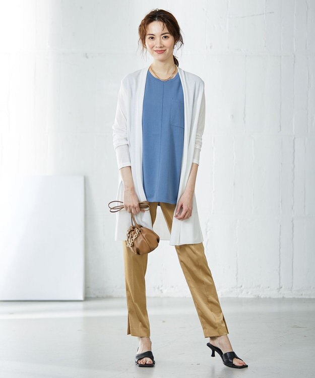 ICB L 【洗える】ガスコットンハイゲージ ノースリーブニット スマルトブルー系