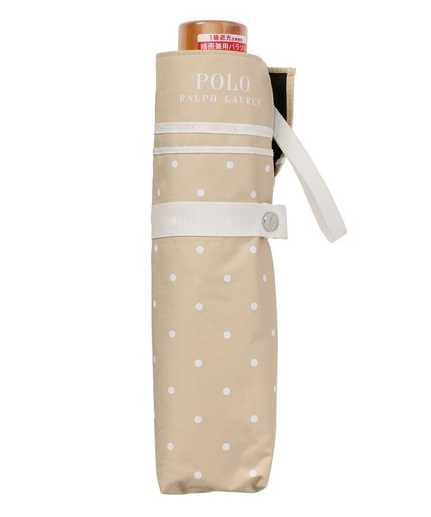 MOONBAT POLO RALPH LAUREN 晴雨兼用日傘 折りたたみ傘 ドット×グログラン／一級遮光 遮熱 UV ベージュ