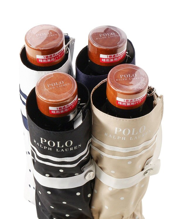 MOONBAT POLO RALPH LAUREN 晴雨兼用日傘 折りたたみ傘 ドット×グログラン／一級遮光 遮熱 UV ベージュ