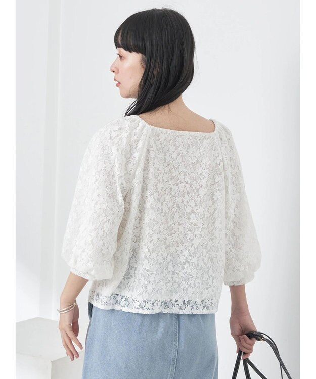 earth music&ecology フラワーレースブラウス Ivory